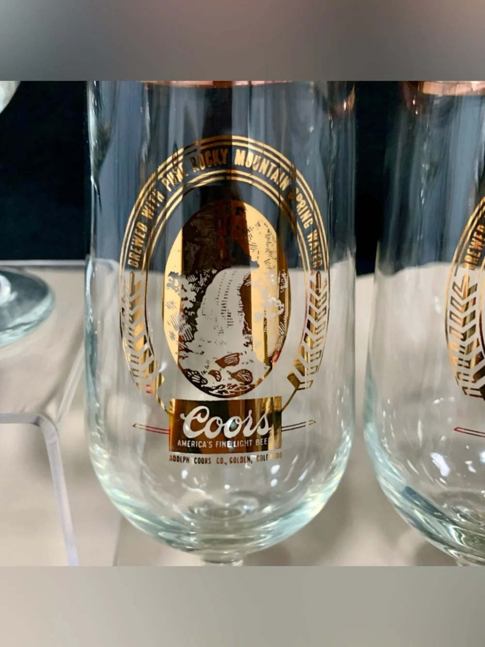 🔍 Vintage Coors Gold-Rim Beer Glasses – Set of 4